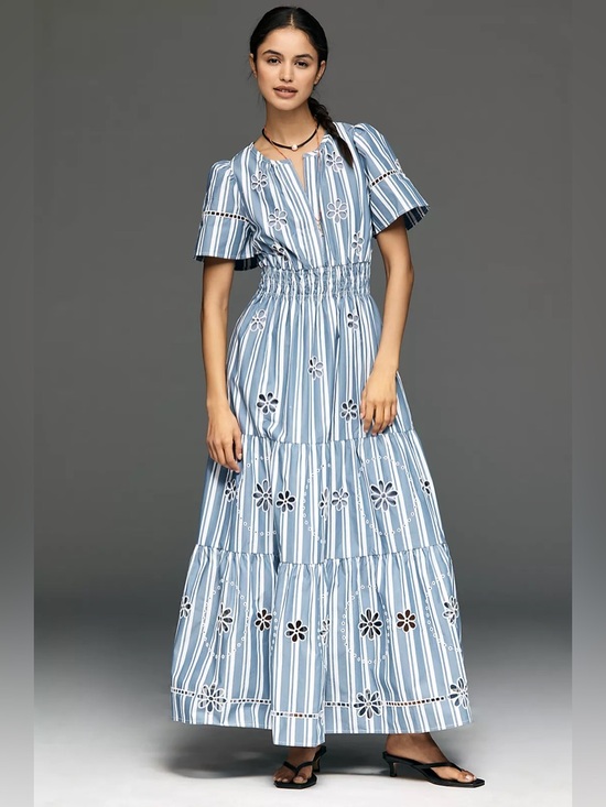 Anthropologie Dresses & Skirts - New Amthropologie The Somerset Cotton Embroidered Eyelet Maxi Dress Size XL